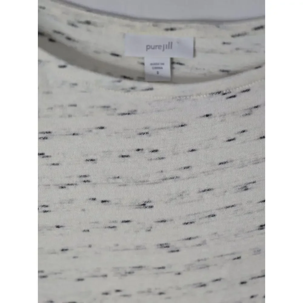 Pure Jill J. Jill Space Dye Cream Asymmetric Hem 3/4 Sleeve Tunic Top Size Small